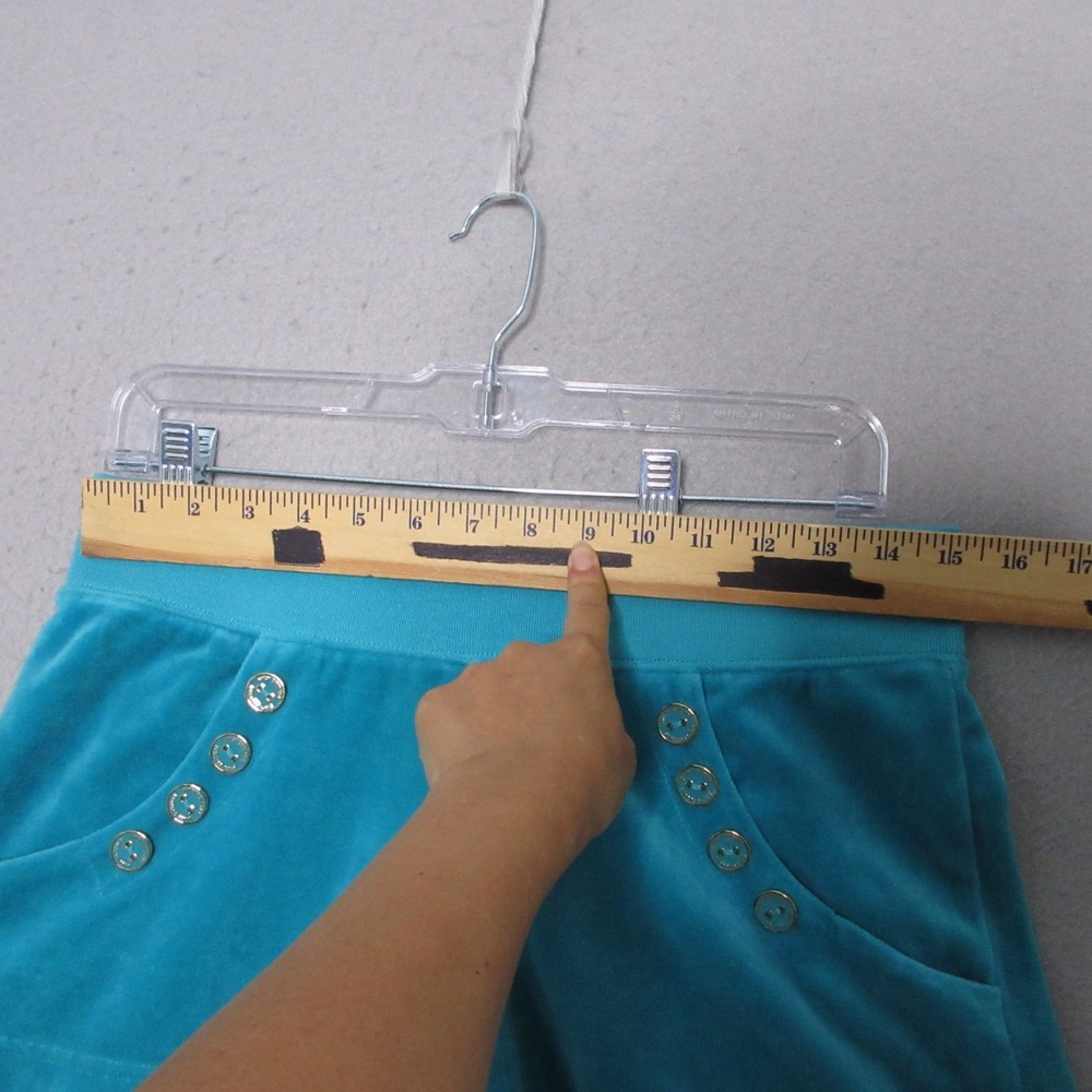 Juicy‎ Couture Shorts Small Blue Velour Y2K 90s Lounge Pull On Comfort Cozy - Picture 3 of 9